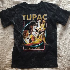 Black acid wash Tupac merch tee